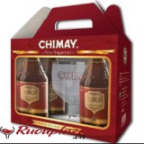 Hộp quà  4 chai Chimay đỏ và 01 Ly Chimay cao cấp